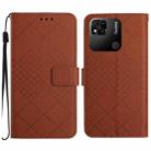 For Xiaomi Redmi 10A / 9C Rhombic Grid Texture Leather Phone Case(Brown) - 1