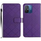 For Xiaomi Redmi 11A / Poco C55 Rhombic Grid Texture Leather Phone Case(Purple) - 1