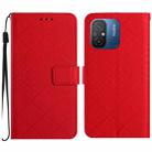 For Xiaomi Redmi 11A / Poco C55 Rhombic Grid Texture Leather Phone Case(Red) - 1