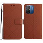 For Xiaomi Redmi 11A / Poco C55 Rhombic Grid Texture Leather Phone Case(Brown) - 1
