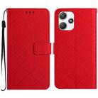 For Xiaomi Redmi 12 4G / 5G / Poco M6 Pro 5G Rhombic Grid Texture Leather Phone Case(Red) - 1