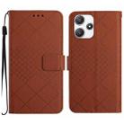 For Xiaomi Redmi 12 4G / 5G / Poco M6 Pro 5G Rhombic Grid Texture Leather Phone Case(Brown) - 1