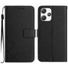 For Xiaomi Redmi 12 4G / 5G / Poco M6 Pro 5G Rhombic Grid Texture Leather Phone Case(Black) - 1