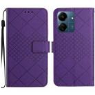 For Xiaomi Redmi 13C 4G Rhombic Grid Texture Leather Phone Case(Purple) - 1