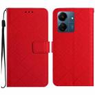 For Xiaomi Redmi 13C 4G Rhombic Grid Texture Leather Phone Case(Red) - 1