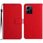 For Xiaomi Redmi Note 12 4G Global Rhombic Grid Texture Leather Phone Case(Red) - 1