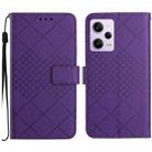 For Xiaomi Redmi Note 12 Pro India Rhombic Grid Texture Leather Phone Case(Purple) - 1