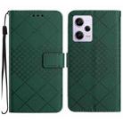 For Xiaomi Redmi Note 12 Pro India Rhombic Grid Texture Leather Phone Case(Green) - 1