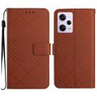 For Xiaomi Redmi Note 12 Pro India Rhombic Grid Texture Leather Phone Case(Brown) - 1