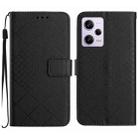 For Xiaomi Redmi Note 12 Pro India Rhombic Grid Texture Leather Phone Case(Black) - 1