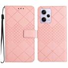 For Xiaomi Redmi Note 12 Pro India Rhombic Grid Texture Leather Phone Case(Pink) - 1