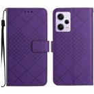 For Xiaomi Redmi Note 12 Pro+ India Rhombic Grid Texture Leather Phone Case(Purple) - 1