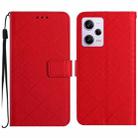 For Xiaomi Redmi Note 12 Pro+ India Rhombic Grid Texture Leather Phone Case(Red) - 1