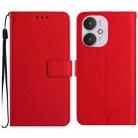 For Xiaomi Redmi 13C 5G Rhombic Grid Texture Leather Phone Case(Red) - 1