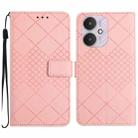 For Xiaomi Redmi 13C 5G Rhombic Grid Texture Leather Phone Case(Pink) - 1