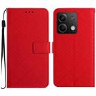 For Xiaomi Redmi Note 13 4G Global Rhombic Grid Texture Leather Phone Case(Red) - 1