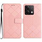 For Xiaomi Redmi Note 13 4G Global Rhombic Grid Texture Leather Phone Case(Pink) - 1