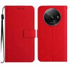 For Xiaomi Redmi A3 Rhombic Grid Texture Leather Phone Case(Red) - 1