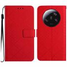 For Xiaomi 14 Ultra Rhombic Grid Texture Leather Phone Case(Red) - 1