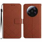 For Xiaomi 14 Ultra Rhombic Grid Texture Leather Phone Case(Brown) - 1