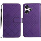 For Xiaomi Redmi 13 4G Global / 5G Global Rhombic Grid Texture Leather Phone Case(Purple) - 1