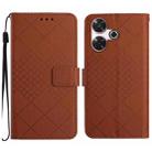 For Xiaomi Redmi 13 4G Global Rhombic Grid Texture Leather Phone Case(Brown) - 1