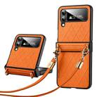 For Samsung Galaxy Z Flip4 SULADA Elegant Rhombic Texture Folding Phone Case with Lanyard(Orange) - 1