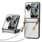 For OPPO Find N3 Flip SULADA Elegant Rhombic Texture Folding Phone Case with Lanyard(White) - 1