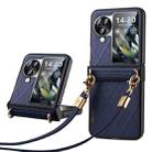 For OPPO Find N3 Flip SULADA Elegant Rhombic Texture Folding Phone Case with Lanyard(Blue) - 1