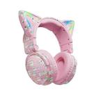 VJ371 Tuya RGB Cat Ear Wireless Bluetooth Earphone with Detachable Microphone(Graffiti Powder) - 1