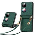 For Huawei P50 Pocket SULADA Elegant Rhombic Texture Folding Phone Case with Lanyard(Green) - 1