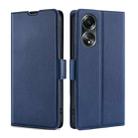 For OPPO A58 4G Ultra-thin Voltage Side Buckle Horizontal Flip Leather Phone Case(Blue) - 1