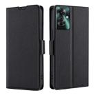 For OPPO Reno11 F 5G Ultra-thin Voltage Side Buckle Horizontal Flip Leather Phone Case(Black) - 1