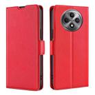 For OPPO Reno12 F 5G Ultra-thin Voltage Side Buckle Horizontal Flip Leather Phone Case(Red) - 1