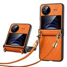 For vivo X Flip SULADA Elegant Rhombic Texture Folding Phone Case(Orange) - 1