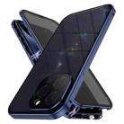 For iPhone 15 Pro Anti-peeping Magnetic Double-sided Tempered Glass Phone Case(Blue) - 1