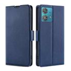 For Motorola Edge 40 Neo 5G Ultra-thin Voltage Side Buckle Horizontal Flip Leather Phone Case(Blue) - 1