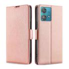 For Motorola Edge 40 Neo 5G Ultra-thin Voltage Side Buckle Horizontal Flip Leather Phone Case(Rose Gold) - 1