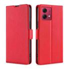 For Motorola Moto G84 5G Ultra-thin Voltage Side Buckle Horizontal Flip Leather Phone Case(Red) - 1