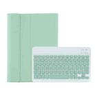 For Samsung Galaxy Tab A9+ X210/X215/X215 A09B Candy Color TPU Bluetooth Keyboard Leather Tablet Case with Pen Holder(Light Green) - 1