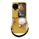 For OPPO Find N3 Flip Plush PC Phone Case with Lanyard(Yellow) - 1