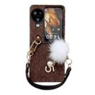 For OPPO Find N3 Flip Plush PC Phone Case with Lanyard(Coffee) - 1