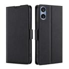 For Sony Xperia 5 V Ultra-thin Voltage Side Buckle Horizontal Flip Leather Phone Case(Black) - 1