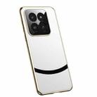 For Xiaomi 14 Pro Gilt Leather Electroplated Phone Case(White) - 1