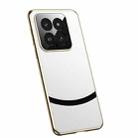 For Xiaomi 14 Gilt Leather Electroplated Phone Case(White) - 1