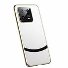 For Xiaomi 13 Pro Gilt Leather Electroplated Phone Case(White) - 1