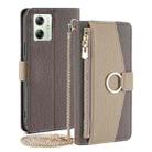 For Motorola Moto G54 5G EU Version Crossbody Litchi Texture Leather Phone Case(Grey) - 1