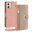 For Motorola Moto G54 5G EU Version Crossbody Litchi Texture Leather Phone Case(Pink) - 1