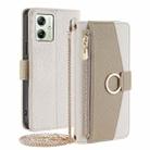 For Motorola Moto G54 5G EU Version Crossbody Litchi Texture Leather Phone Case(White) - 1