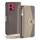 For Motorola Moto G84 5G Crossbody Litchi Texture Leather Phone Case(Grey) - 1